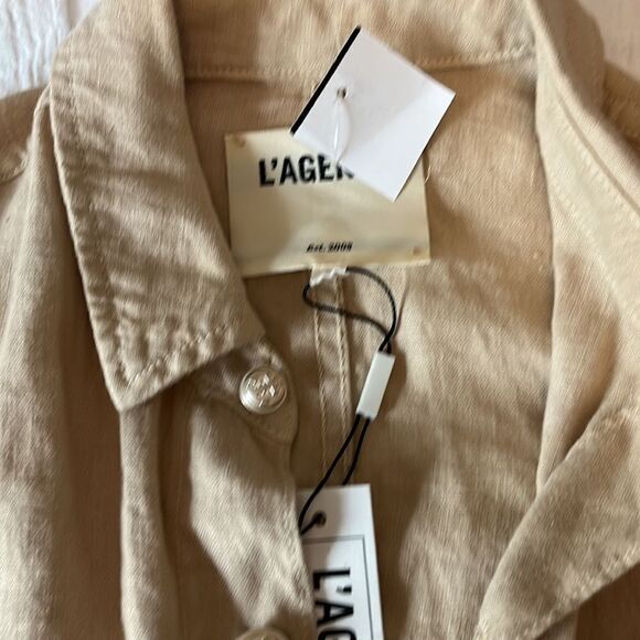 L’Agence Samantha Belted Linen Safari Jacket Coat in Sand Tan Sz L NWT $450 - Picture 6 of 9